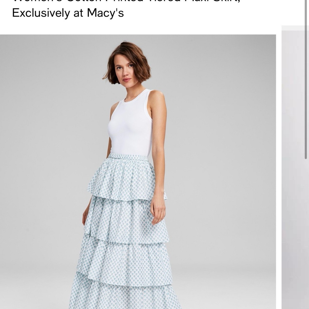 Tiered Maxi Skirt in Light Blue Floral